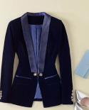 High Quality Newest Runway 2022 Designer Blazer Womens Long Sleeve Velvet Blazer Jacket Outer Wear  Blazers