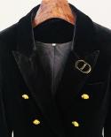 High Quality Newest 2023 Fall Winter Designer Jacket Womens Lion Buttons Double Breasted Grid Velvet Lapel Blazer