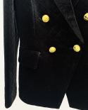 High Quality Newest 2023 Fall Winter Designer Jacket Womens Lion Buttons Double Breasted Grid Velvet Lapel Blazer