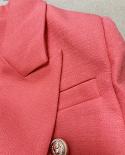 High Street 2023 New Fashion Designer Blazer Womens Classic Lion Buttons Slim Fitting Textured Blazer Jacketblazers