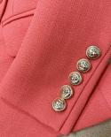 High Street 2023 New Fashion Designer Blazer Womens Classic Lion Buttons Slim Fitting Textured Blazer Jacketblazers