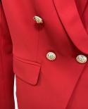 High Street 2023 Designer Jacket Women Classic Double Breasted Lion Buttons Slim Fitting Shawl Collar Blazerblazers
