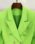 High Quality Newest 2022 Designer Jacket Womens Classic Lion Buttons Double Breasted Slim Fitting Blazer Fluorescence G