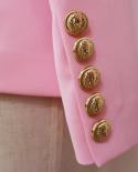 High Quality  New Fashion Designer Blazer Womens Slim Fitting Metal Lion Buttons Double Breasted Blazer Jacket Baby Pin