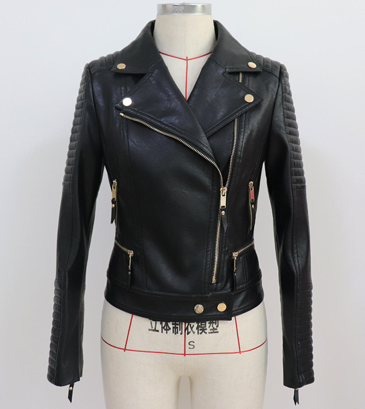 High Quality 2022 Newest Designer Jacket Rider Biker Women Synthetic Leather Motorcycle Jacket  Faux Leather
