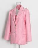 Pink Long Blazer  Summer New Style  Backless Beading Two Button Fashion Personality Womens Blazer Suit High Qualityblaz