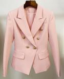 Avocado Green Women Blazer Jacket  Autumn New Double Breasted Gold Button Pink Formal Female Blazer Suit High Qualitybla