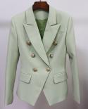 Avocado Green Women Blazer Jacket  Autumn New Double Breasted Gold Button Pink Formal Female Blazer Suit High Qualitybla
