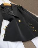 Highquality Star Models Black Autumn Winter Models Of Metal Pin Decoration Mesh Stitching Heavy Industry Blazer Jacket B