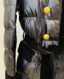 يونيو شفاه أحدث شتاء 2022 مصمم ملابس خارجية للمرأة مزدوجة الصف المخملية الربط حزام معطف طويل أسفل معطف