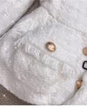June Lips  Fashion Designer Runway Suit Set Womens Pink Black White Gold Buttons Tassel Fringe Tweed Jacket Shorts Set
