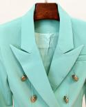 June Lips 2022 Fashion Designer Jacket Womens Classic Metal Lion Buttons Double Breasted Slim Fitting Blazer Mint
