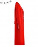 يونيو شفاه عالية الجودة Women2022 جديد شتاء المرأة طويل أحمر معطف صوفي للعام الجديد أزرار تصميم فاخر الإناث خندق