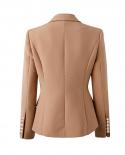 June  Lips    Runway Designer Blazer Womens Classic Lion Buttons Double Breasted Slim Fitting Blazer Jacket Dust Rose