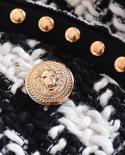  Catwalk New Rivets Side Embroidery Badge One Button Staggered Tweed High Quality Coat O153jackets
