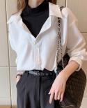 Fake Two Pieces Women Blouse Spring Long Sleeve Womens Shirt Turn Down Collar Office Lady Tops Fashion Clothes Blusas N