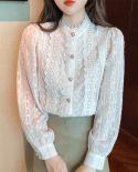 White Lace Blouse Women Shirt Tops Spring Blusas Mujer De Moda 2022 Long Sleeve Blouse Women Casual Blouses Women Clothi