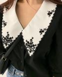 Elegant White Floral Embroidery Women Shirts Vintage Blusas Mujer De Moda 2022  Chic Puff Sleeve Blouse Clothes Tops 142