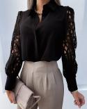 White  Lace Hollow Out Women Shirt 2022 Fashion Black Vintage Button Shirts Tops Long Sleeve Mesh Satin Blouses Femme 19