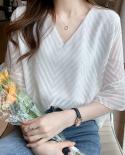 V Neck Women Tops White Chiffon Shirt Short Sleeve Blouse Women Blouse Office Lady Tops Blusas Mujer De Moda 2022 Verano