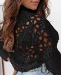 Chic Hollow Out  Blouse Women Autumn 2022 New Lace Long Sleeve Woman Shirts Tops Casual Blouses Loose Women Clothing 231
