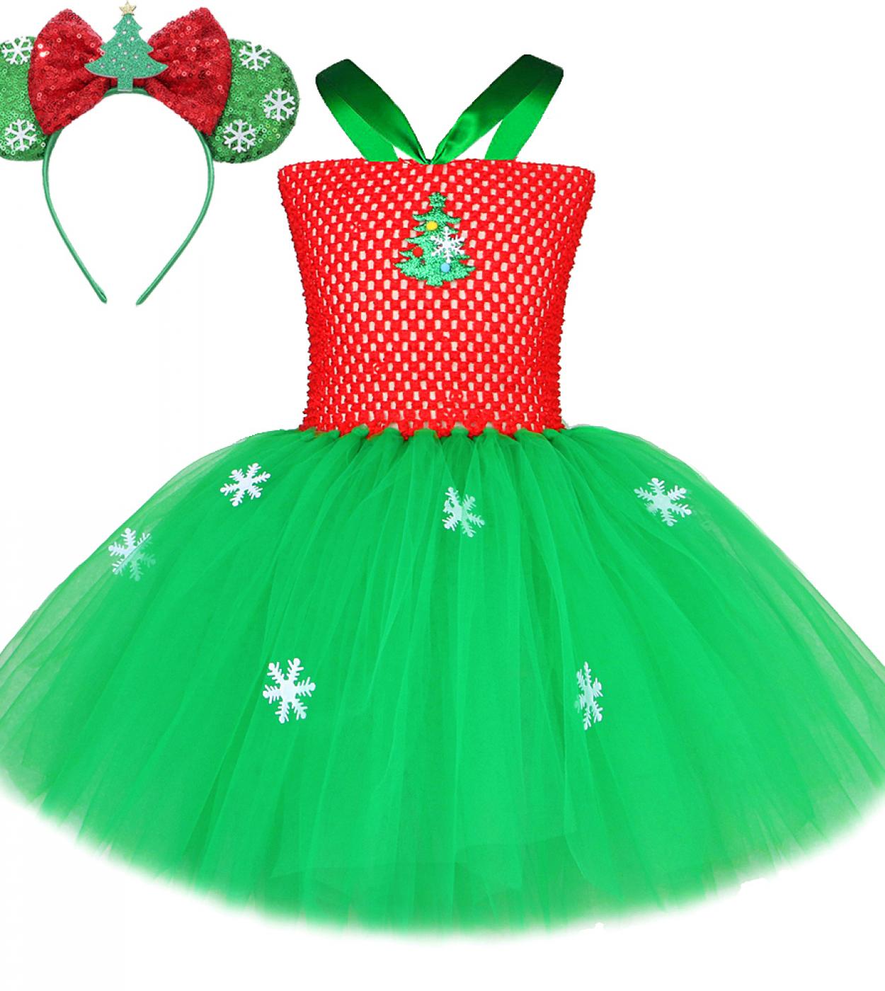 فستان توتو على شكل شجرة الكريسماس للبنات أزياء الكريسماس للعام الجديد للأطفال فساتين تنكرية لحفلات أعياد الميلاد وحفلات أعياد ال