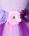 חמניות סגולות שמלת טוטו לילדות תחפושות מסיבת יום הולדת לילדים פעוטות תלבושת נסיכת ילדת פרחים