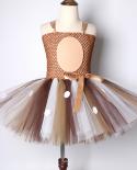 Christmas Deer Costume For Girls Reindeer Tutu Dress Kids Halloween New Year Costumes For Children Birthday Clothes Outf