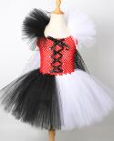 Evil Cruella Halloween Costumes For Girls Black White Witch Tutu Dress With Cloak Dalmatian Dog Outfit For Kids Cosplay 