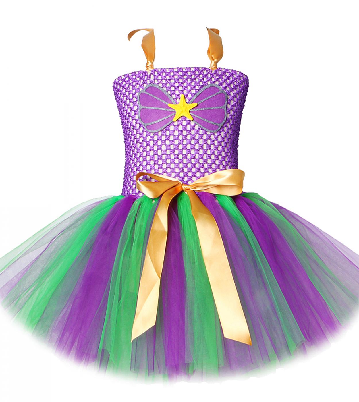 Vestido de tutú de sirena pequeña para niñas, disfraces de Halloween para niños, vestidos de cumpleaños de Año Nuevo, princesa S