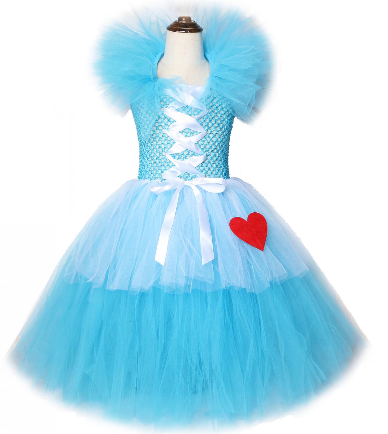 Alice Princess Costume Girl Tutu Dress Long Kids Disfraces de Halloween para niños Carnival Disfraces Ankel Longitud 1 1