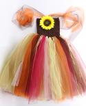 Scarecrow Witch Dresses For Girls Carnival Halloween Costume For Kids Sunflower Fall Autumn Tutu Outfit Children Fancy B
