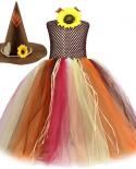 Vestidos de bruja espantapájaros para niñas carnaval disfraz de Halloween para niños girasol otoño tutú traje niños Fancy B