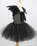 Asas de anjo preto vestido tutu para meninas crianças bruxa fantasias de halloween crianças vestidos extravagantes princesa meni