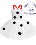 White Spotty Dog Vestidos para niños Girls Tutu Dress Set con diadema Animal Kids Disfraces de Halloween Cutetoddler Birthday