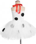 Cachorro manchado branco vestido infantil meninas vestido tutu conjunto com bandana animais crianças fantasias de halloween lind