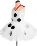 White Spotty Dog Children Dresses Girls Tutu Dress Set With Headband Animal Kids Halloween Costumes Cutetoddler Birthday