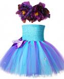 2pcs Mermaid Tutu Dress For Girls Princess Birthday Party Dresses With Flowers Mermaid Dress Up Costumes Kids Baby Girl 