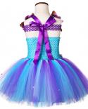 2pcs Mermaid Tutu Dress For Girls Princess Birthday Party Dresses With Flowers Mermaid Dress Up Costumes Kids Baby Girl 