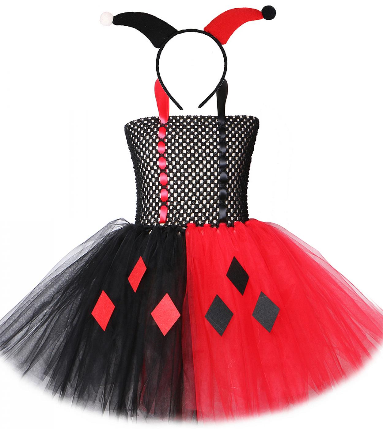 אדום שחור גוקר טוטו שמלת ילדה קוספליי ילדים חג ליל כל הקדושים תחפושות קרנבל לילדים שמלה מהודרת קרנבל מעט