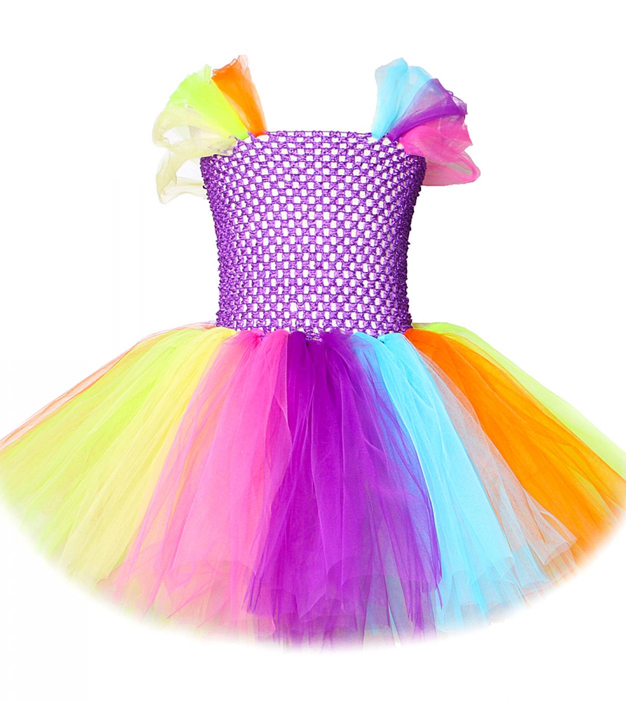 שמלת טוטו קשת מתוקה לילדות נסיכה שמלות יום הולדת צבעוניות ילדה קטנה תחפושות ליל כל הקדושים לחג המולד לילדים