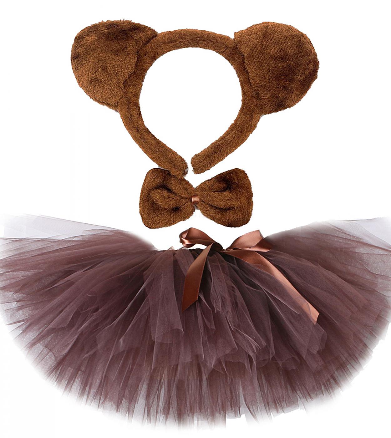 Brown Bear Tutu Skirt Outfit For Baby Girls Christmas Halloween Costumes Children Animal Skirts Girl Birthday Dance Tutu