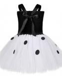 1920s Flapper Girl Audrey Dress Up Costumes For Kids Black White Cruella Dalmatians Tutu Outfit Halloween Birthday Dress