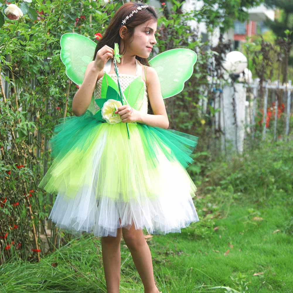 Vestido de tutú de hadas verde, disfraz de elfo del bosque con hiedra,  regalo de niña, vestido de fiesta. -  México
