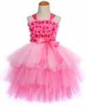 3 Layers Pink Flower Girl Dresses For Wedding Birthday Party Costumes For Kids Woodland Fairy Tutu Dress Outfit Princess