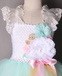 Lace Flower Girl Long Dress Wedding Birthday Tulle Dresses For Girls Princess Tutu Costumes Halloween Kids Turquoise Bal