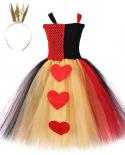 الأحمر ملكة القلوب فستان بتصميم حالم للفتيات الاطفال هالوين تأثيري ازياء فتاة حفلة عيد ميلاد فساتين طويلة الأطفال Tull