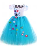 Princess Mirabel Long Dress For Girls Encanto Madrigal Costumes For Kids Birthday Party Dresses Gown Shortsleeve Tutu Ou