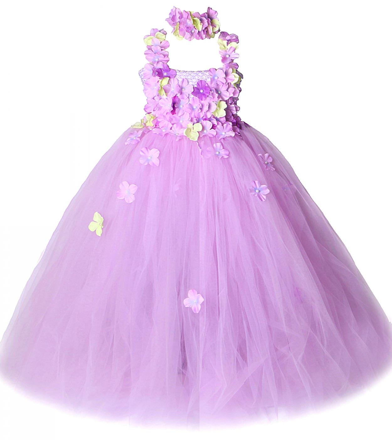 Flower Girl Long Dress For Wedding Birthday Fairy Dresses For Kids Tutu Costumes Princess Girls Bridesmaid Ball Gown Ful