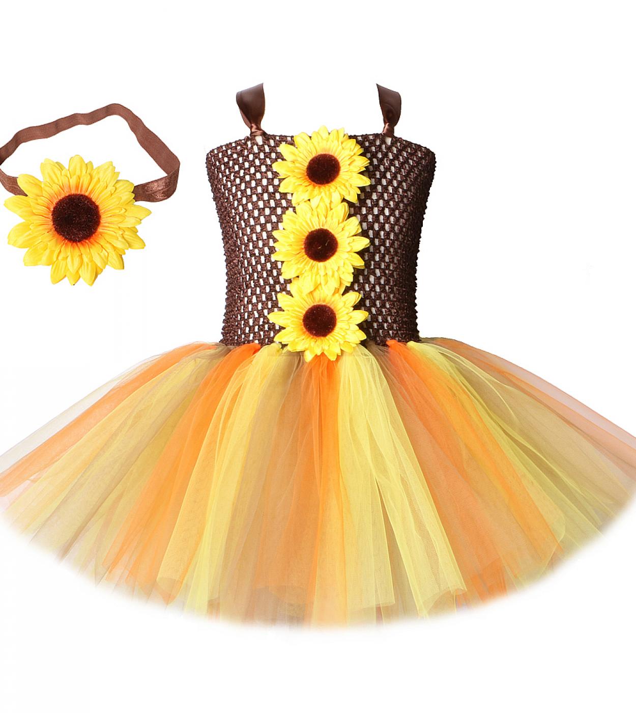 Disfraz de girasol para niña con tutu discount